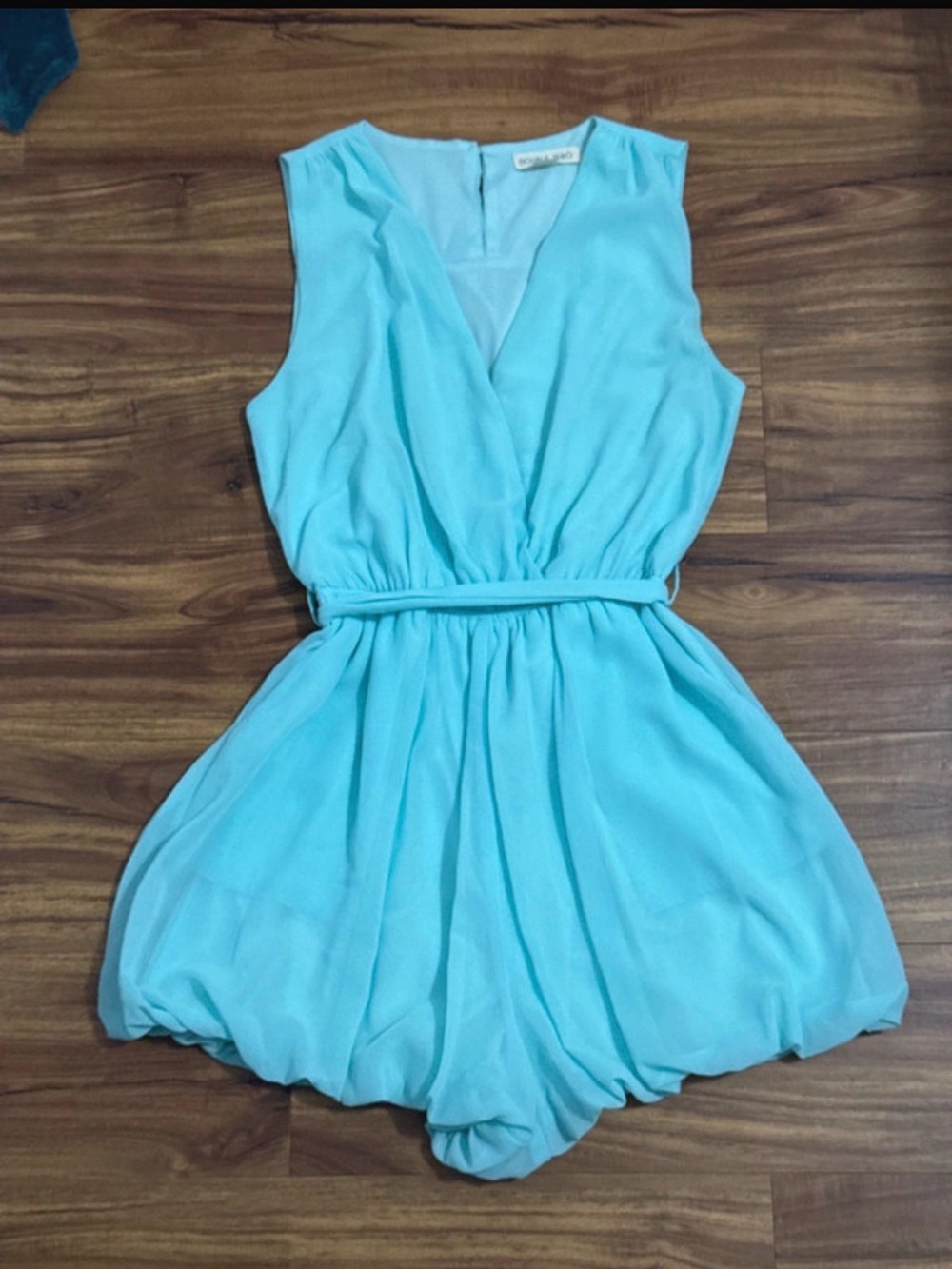 Double Zero Aqua Sleeveless One-Piece Romper